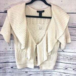 WHBM Heavy Crochet/Knit Short Sleeve Cardigan S
